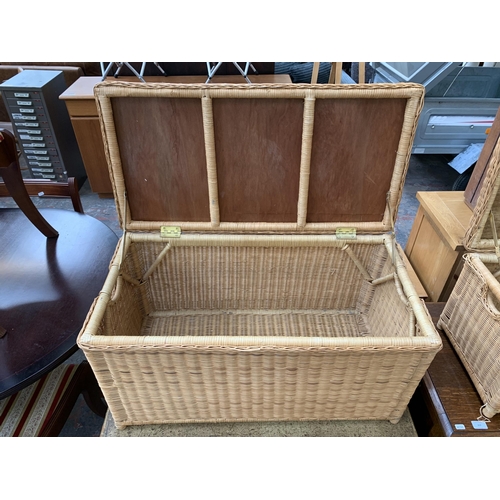 215 - Three wicker blanket boxes - largest approx. 45cm high x 87cm wide x 44cm deep