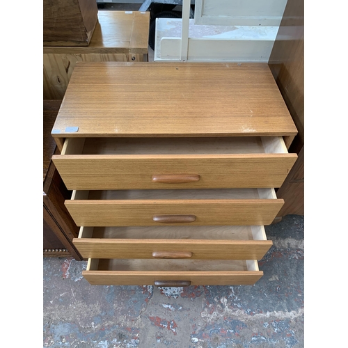 219 - A mid 20th century teak chest of drawers - approx. 83cm high x 75cm wide x 40cm deep