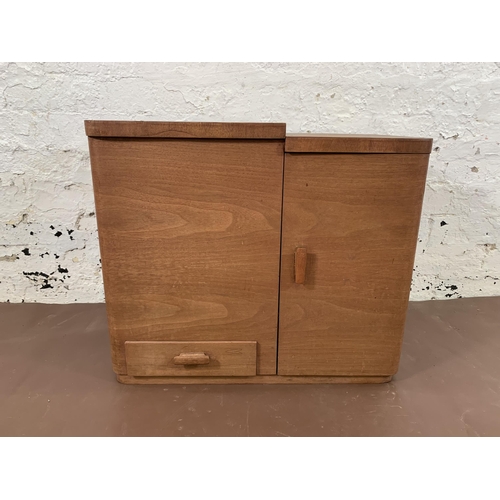 227 - An Art Deco walnut sewing cabinet - approx. 51cm high x 59cm wide x 34cm deep