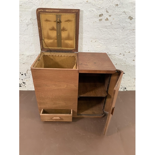 227 - An Art Deco walnut sewing cabinet - approx. 51cm high x 59cm wide x 34cm deep