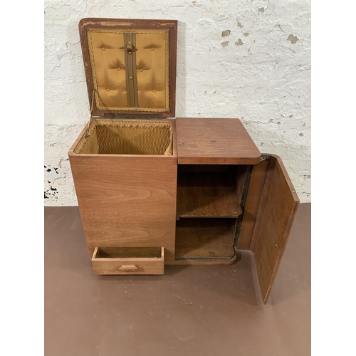 227 - An Art Deco walnut sewing cabinet - approx. 51cm high x 59cm wide x 34cm deep