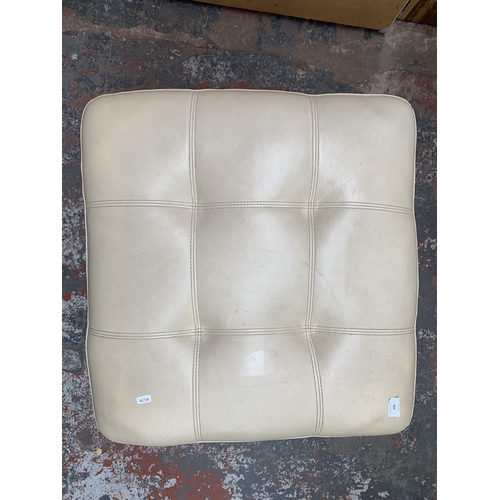 233 - A modern cream leather footstool - approx. 44cm high x 65cm wide x 65cm deep