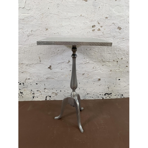 236 - An Indian embossed metal square top tripod side table - approx. 69cm high x 41cm wide