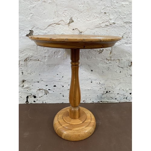 245 - A vintage Sovereign New Zealand Woods handmade inlaid circular side table - approx. 40cm high x 31cm... 