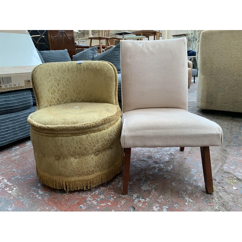 252 - Two mid 20th century fabric upholstered bedroom chairs, one Sherborne and one other