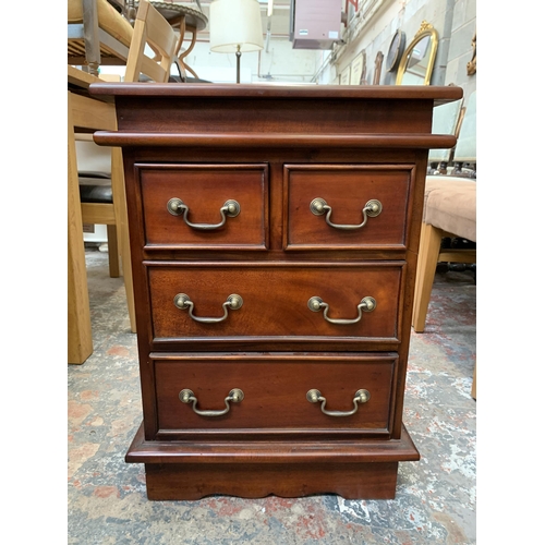 34 - A Georgian style mahogany miniature chest of drawers - approx. 67cm high x 48cm wide x 38cm deep