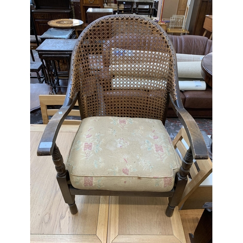 38 - A mid 20th century Birchcraft of High Wycombe beech and rattan bergere chair