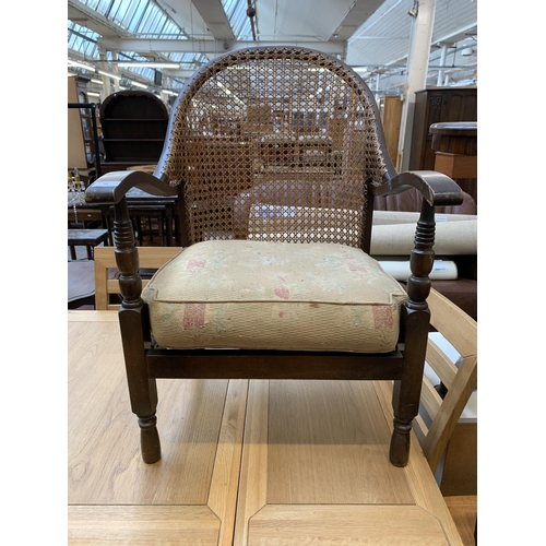 38 - A mid 20th century Birchcraft of High Wycombe beech and rattan bergere chair