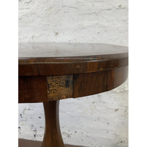 57 - A William IV rosewood circular tripod pedestal side table - approx. 71cm high x 50cm diameter