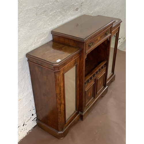 69 - A late 19th/early 20th century inlaid walnut sideboard with two mirrored cupboard doors - approx. 92... 