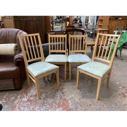 84 - Two pairs of modern beech dining chairs