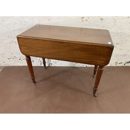 85 - A 19th century mahogany drop leaf Pembroke table - approx. 70cm high x 84cm wide x 90cm deep