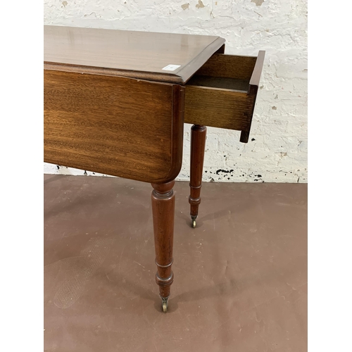 85 - A 19th century mahogany drop leaf Pembroke table - approx. 70cm high x 84cm wide x 90cm deep