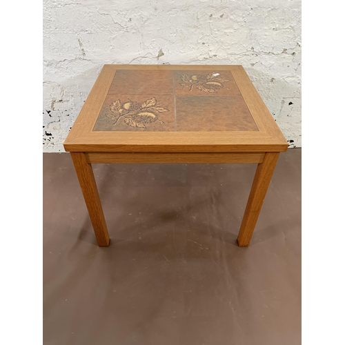 86 - Three mid 20th century teak and ceramic tile top occasional tables - largest approx. 40cm high x 47c... 