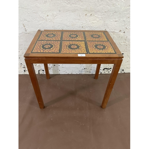 86 - Three mid 20th century teak and ceramic tile top occasional tables - largest approx. 40cm high x 47c... 