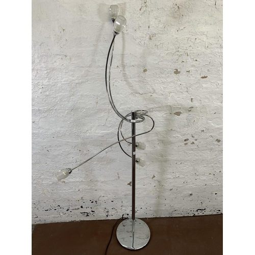 87 - A modern chrome plated five light floor lamp - approx. 160cm high