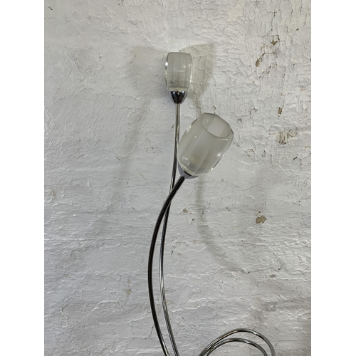 87 - A modern chrome plated five light floor lamp - approx. 160cm high