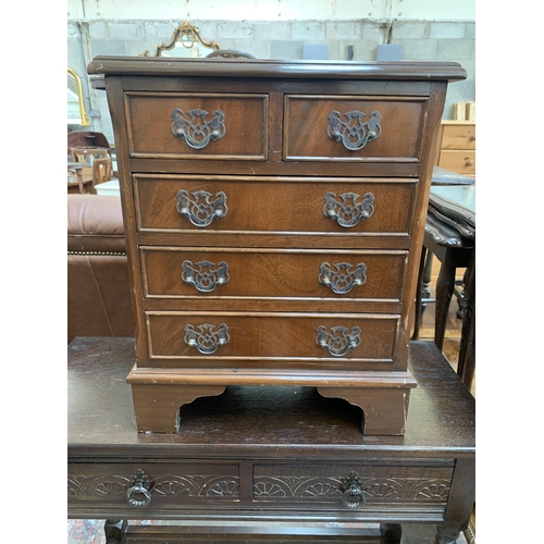 93 - A Georgian style mahogany miniature chest of drawers - approx. 52cm high x 42cm wide x 30cm deep