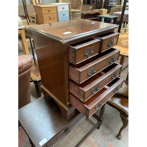 93 - A Georgian style mahogany miniature chest of drawers - approx. 52cm high x 42cm wide x 30cm deep