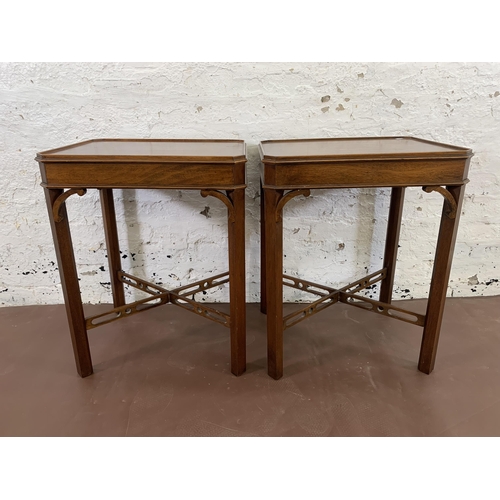 98 - A pair of Bevan Funnell Reprodux mahogany side tables - approx. 66cm high x 52cm wide x 43cm deep