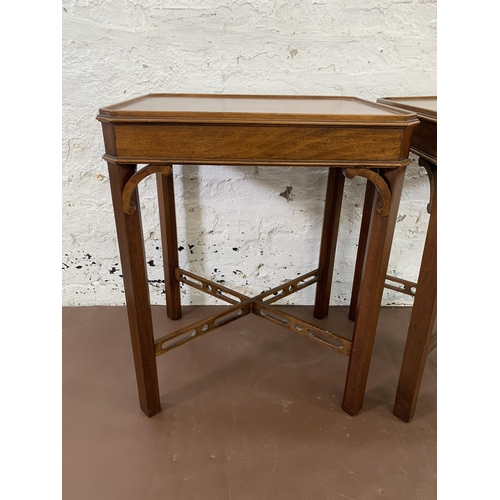 98 - A pair of Bevan Funnell Reprodux mahogany side tables - approx. 66cm high x 52cm wide x 43cm deep