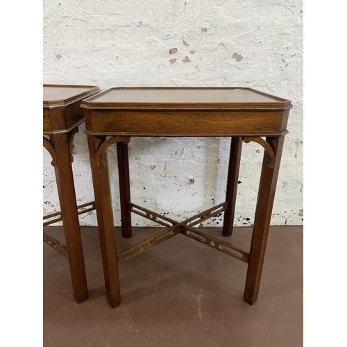 98 - A pair of Bevan Funnell Reprodux mahogany side tables - approx. 66cm high x 52cm wide x 43cm deep