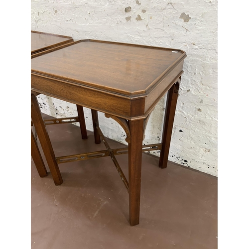 98 - A pair of Bevan Funnell Reprodux mahogany side tables - approx. 66cm high x 52cm wide x 43cm deep