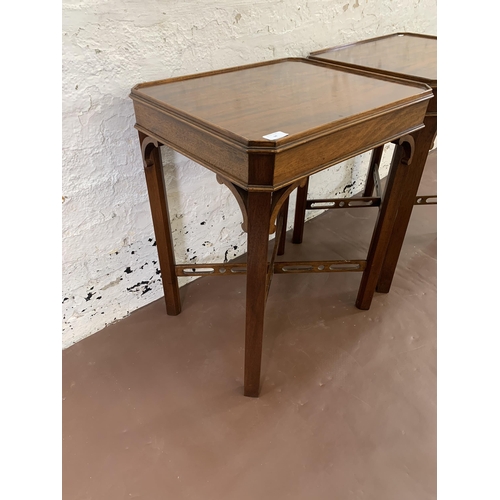 98 - A pair of Bevan Funnell Reprodux mahogany side tables - approx. 66cm high x 52cm wide x 43cm deep