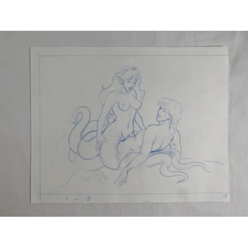 2203 - Ric Quiroz Artwork. Includes four pieces, two non-photo blue pencil drawings on paper 29cm x 23cm an... 