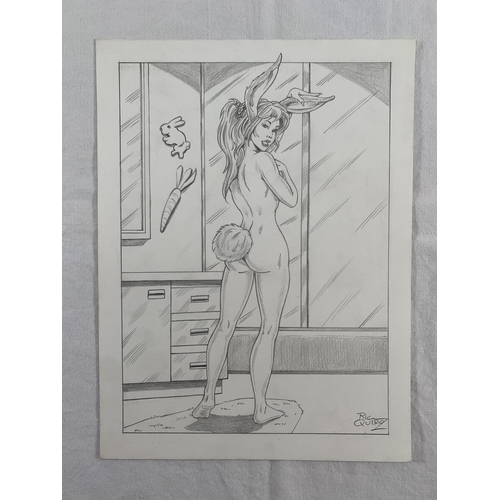 2204 - Ric Quiroz Artwork. Includes two pieces, a non-photo blue pencil drawing on paper 30.5cm x 21.5cm an... 