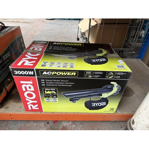 922 - A boxed Ryobi RBV3000CESV AC power 3000W 3 in 1 electric garden vacuum