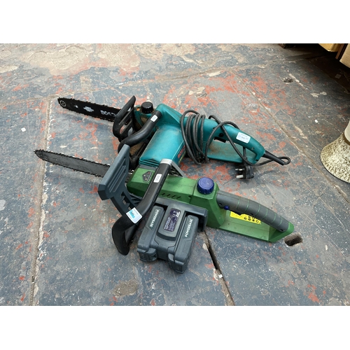 943 - Two chainsaws, one Bosch AKE 40-19S and one Powerbase cordless