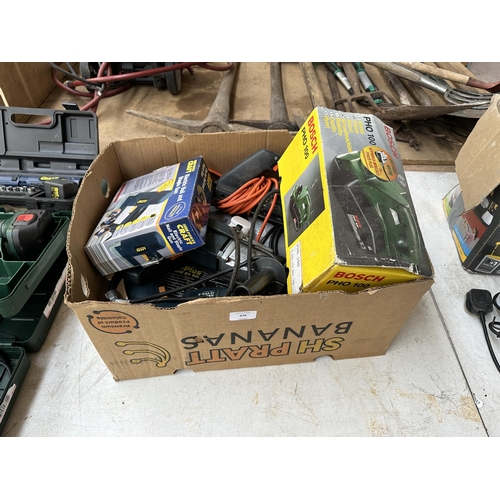 976 - A quantity of electric power tools to include Bosch PHO 100 planer, boxed Power Craft nail and stapl... 