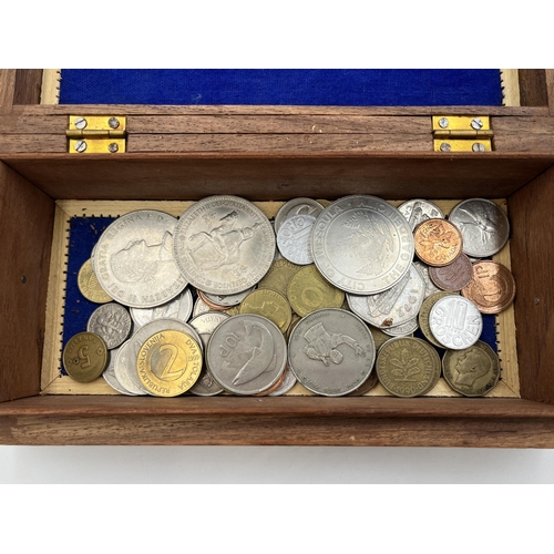 2067 - A collection of Gambian banknotes and world coins to include two 50% silver crowns, 40% silver 1967 ... 