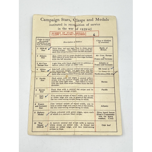 2140 - A boxed WWII five medal group believed to be presented to Pte. F. McNamara