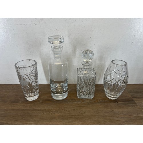 361 - Seven pieces of glassware to include Dornberger London decanter, mid 20th century Josef Hospodka bow... 