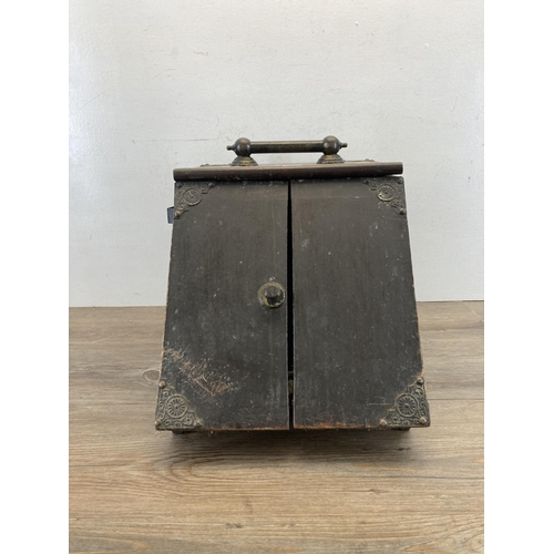 405 - A 19th century stained pine coal scuttle