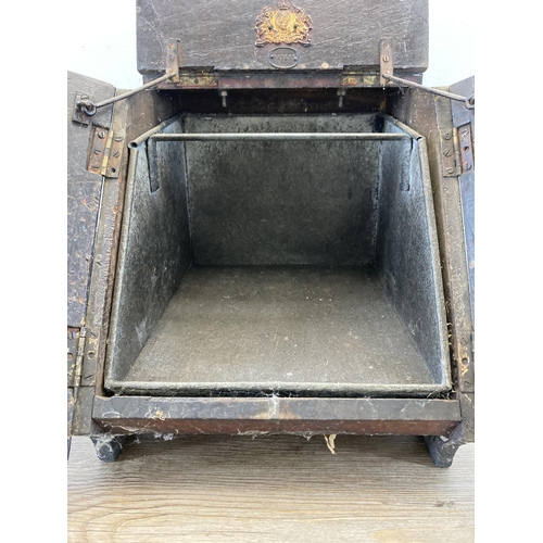 405 - A 19th century stained pine coal scuttle