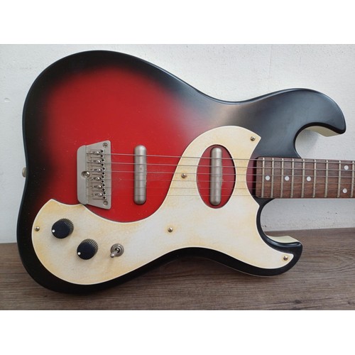 757 - A Danelectro '63 Dano reissue nineteen fret, short-scale, twin lipstick pickup, electric guitar (ser... 