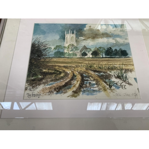 278 - Four framed pictures to include K. Evans watercolour dated 1993, watercolour of a harbour scene, Roy... 