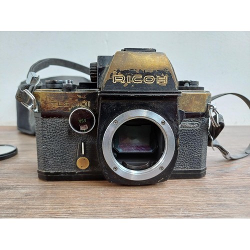 631 - Three Ricoh 35mm SLR cameras, one XR-X fitted with Rikenon 1:3.4-4.5 35-70mm P macro zoom lens, one ... 