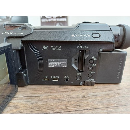 635 - A boxed Panasonic HC-VXF990 4K wi-fi digital camcorder with batteries, charger and instruction manua... 