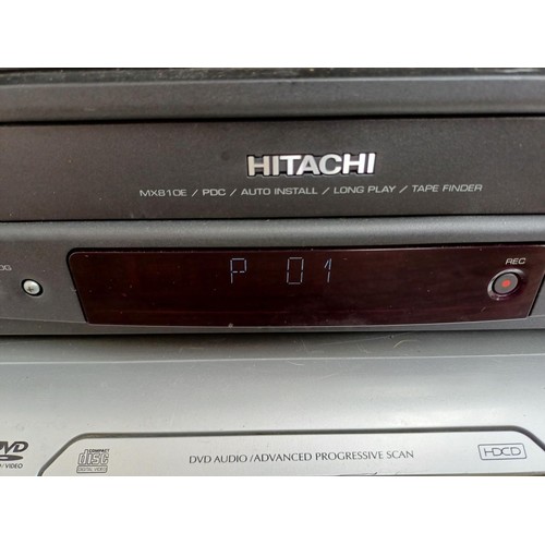 725 - A collection of AV equipment to include Mission x-Space powered speaker, Hitachi MX810E VHS VCR, Pan... 