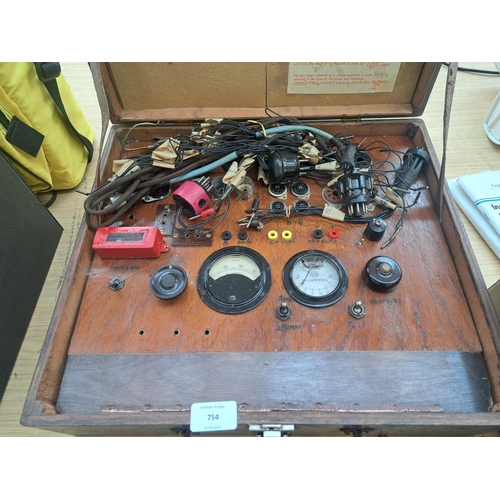 754 - Three items, one wooden cased valve tester, one Maughan Amplifier Company OVT optical valve tester a... 