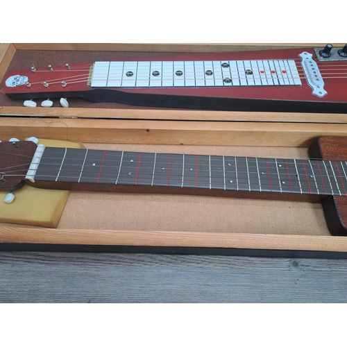 761 - Two electric lap steel guitars, one cased handmade and one unbranded