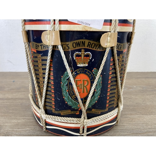 611 - A vintage Regimental Replicas The King's Own Royal Border Regiment drum shaped ice bucket - approx. ... 