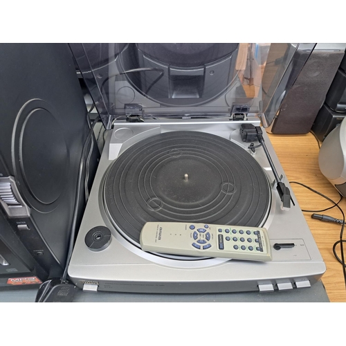 691 - Three items of Aiwa hi-fi, one BMZ-K1 mini stereo system comprising five-disc-changer CD player, cas... 