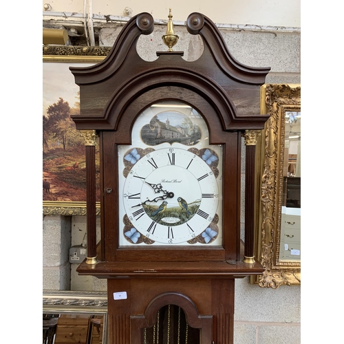 10 - A Richard Broad of Bodmin Cornwall mahogany cased grandfather clock with key, pendulum and weights -... 