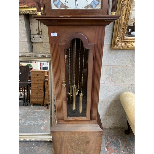 10 - A Richard Broad of Bodmin Cornwall mahogany cased grandfather clock with key, pendulum and weights -... 