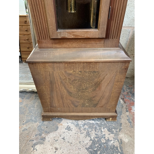 10 - A Richard Broad of Bodmin Cornwall mahogany cased grandfather clock with key, pendulum and weights -... 